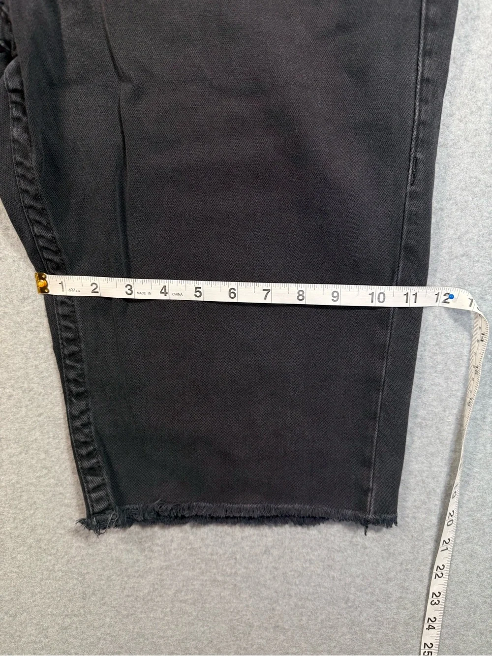 True Religion Straight Flap Black Denim Shorts Raw Hem 36 Faded Grunge Y2K Skate